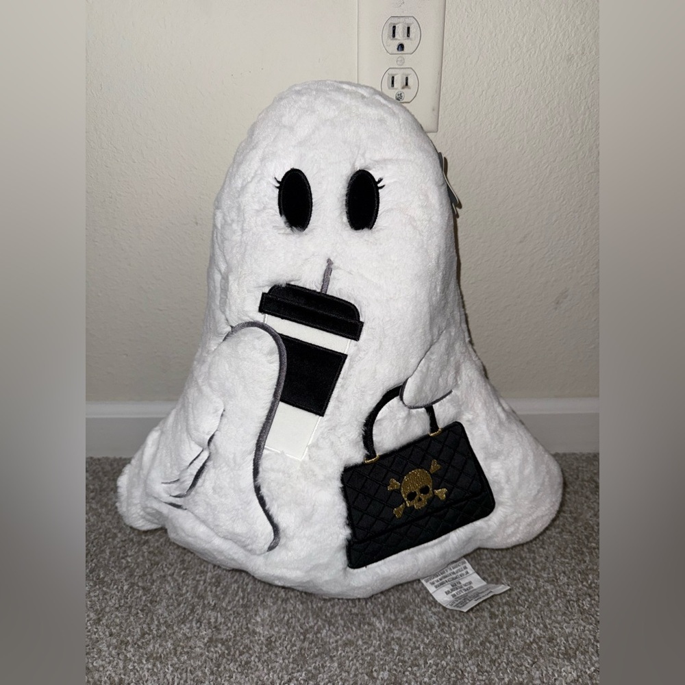 New 2025 Spooky Ghost with Coffee Tumbler and Skull Purse Pillow Decor